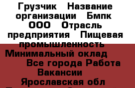 Грузчик › Название организации ­ Бмпк, ООО › Отрасль предприятия ­ Пищевая промышленность › Минимальный оклад ­ 20 000 - Все города Работа » Вакансии   . Ярославская обл.,Переславль-Залесский г.